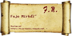 Feje Mirkó névjegykártya